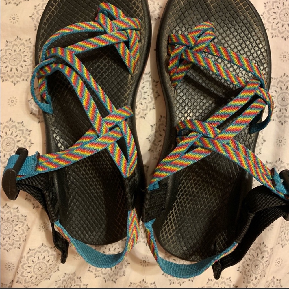 Size 6 rainbow double strap Chaco